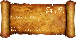 Sztán Ida névjegykártya