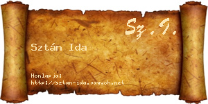 Sztán Ida névjegykártya